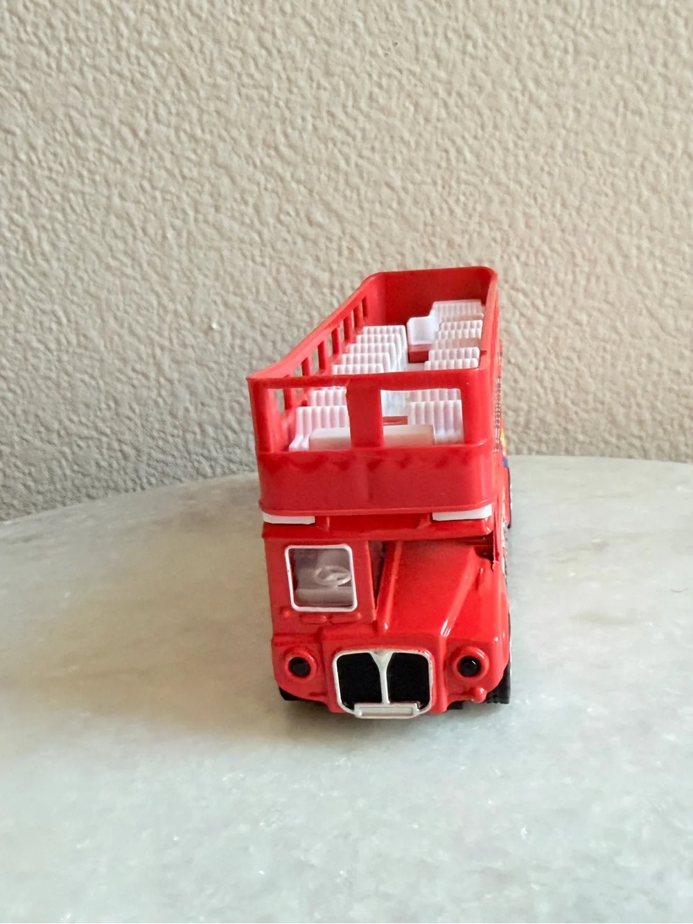 Peanuts Red Double-Decker Bus Toy with Character Graphics pull back